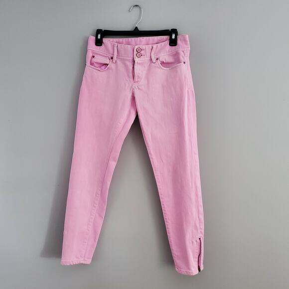 Lilly Pulitzer Pink Worth Skinny Mini Zip Jeans 2 - Picture 1 of 10